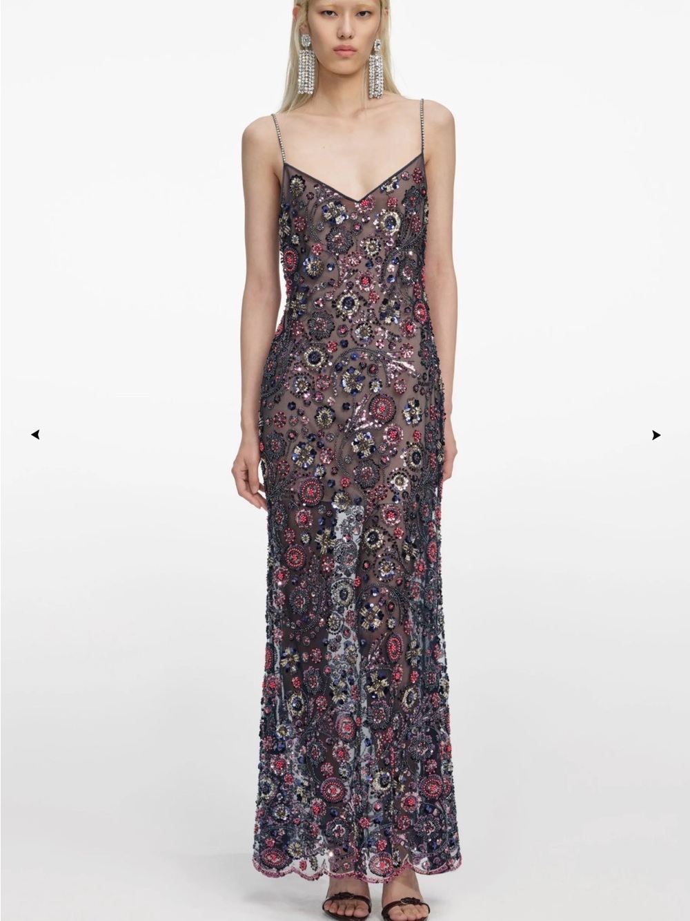 Self-Portrait Navy Floral Sequin Maxi Dress